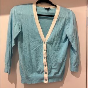 The Limited Sky Blue Cardigan with Ivory Accents